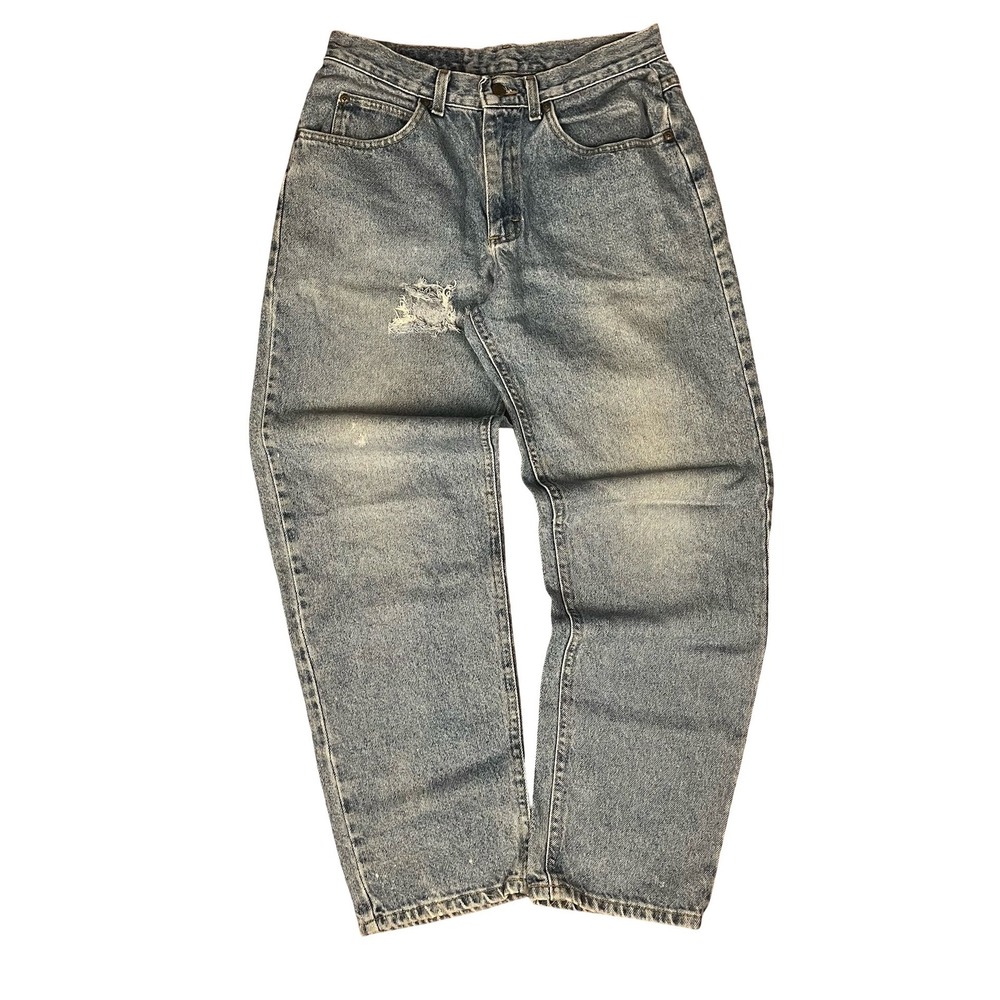 Riders by Lee Mens Relaxed Fit Jeans Light Wash Distressed Blue Denim 32x30